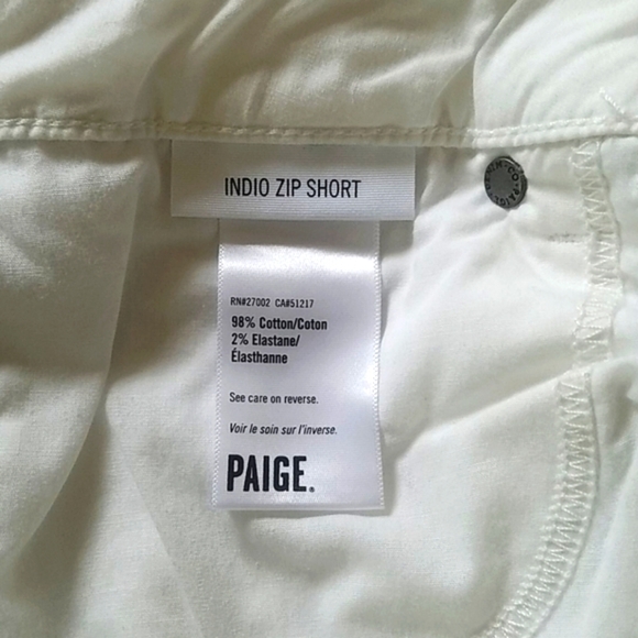 PAIGE STYLE#:INDIO ZIP MID RISE WHITE SHORTS SZ:32 - Picture 9 of 9